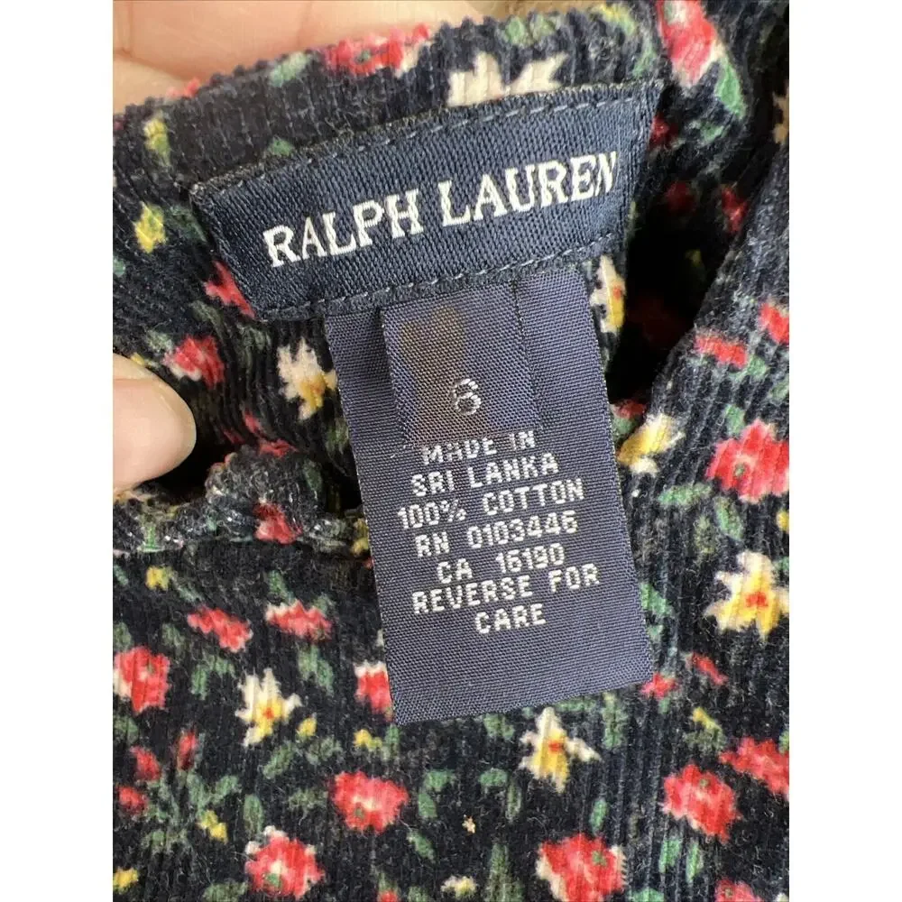 Ralph Lauren Floral Corduroy Little Girls Size‎ 6